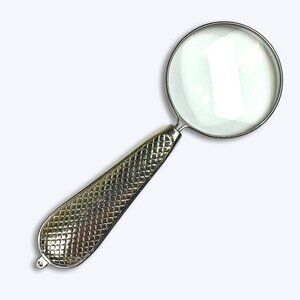 Vintage Silver Lattice Mesh Handle Magnifying Glass Hollywood Regency Decor 4.5"